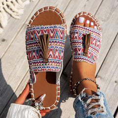 Victoria Lane Boho Tassel Slide Sandals