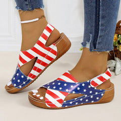 Camila Torres Wedge Color-Block Slingback Sandals