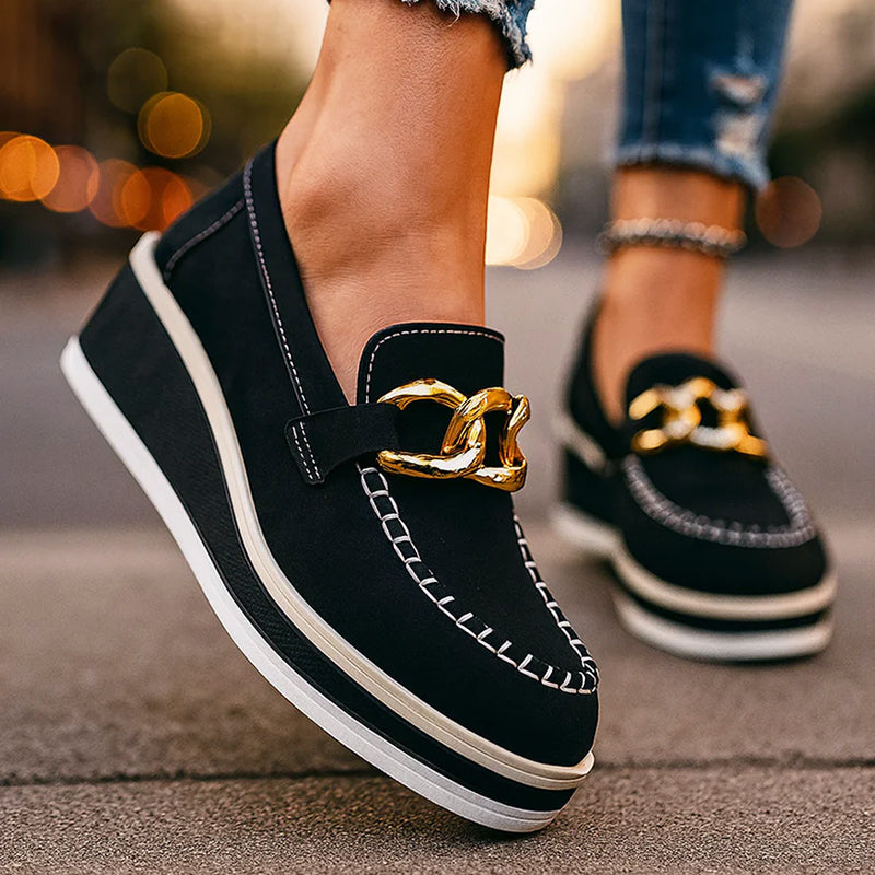 Alessandra Wells Platform Chain Detail Loafers