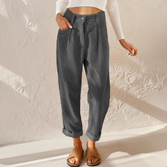 High-Waisted Corduroy Trousers