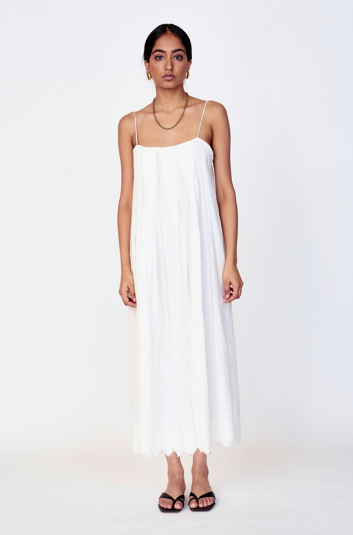 Zuma Dress in White Vine Eyelet