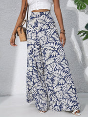 High-Waisted Floral Trousers