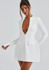 Lucienne | Bold Plunge Blazer Mini Dress