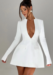 Lucienne | Bold Plunge Blazer Mini Dress