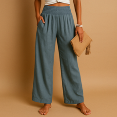High-Waisted Linen Trousers