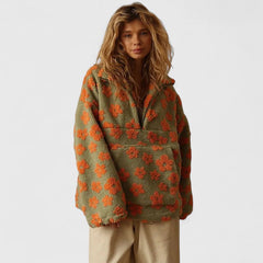 Delysanne | Chic Half-Zip Floral Sweater