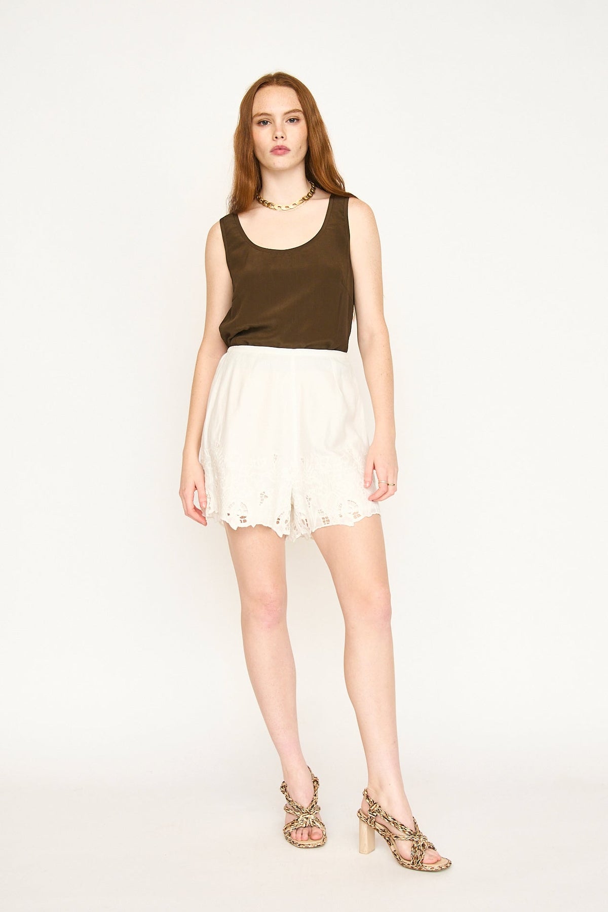 Loreto Silk Tank in Chocolate
