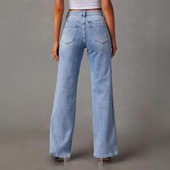High-Waisted Denim Trousers