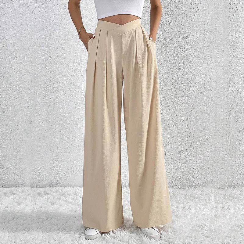 High-Waisted Beige Trousers