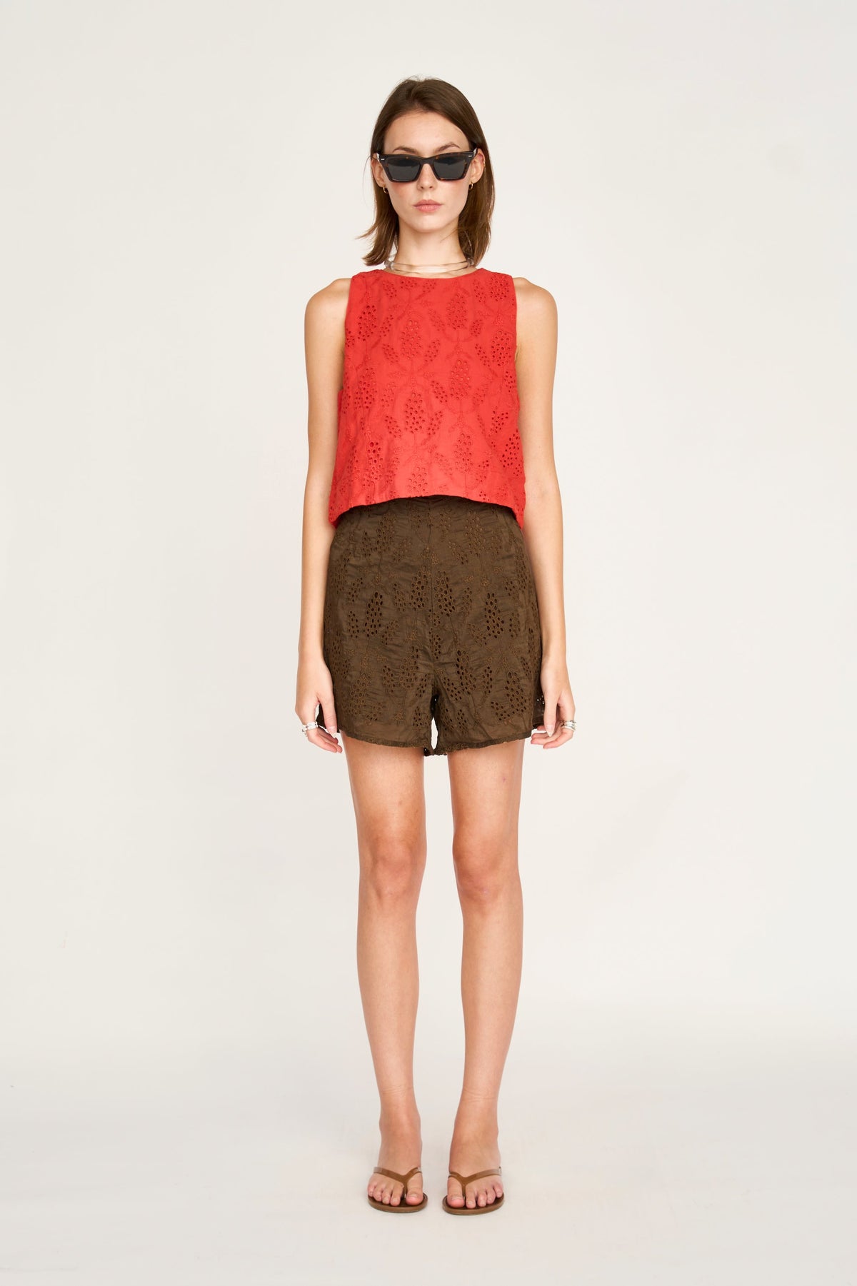 Santanyi Tank in Chili Hyacinth Eyelet