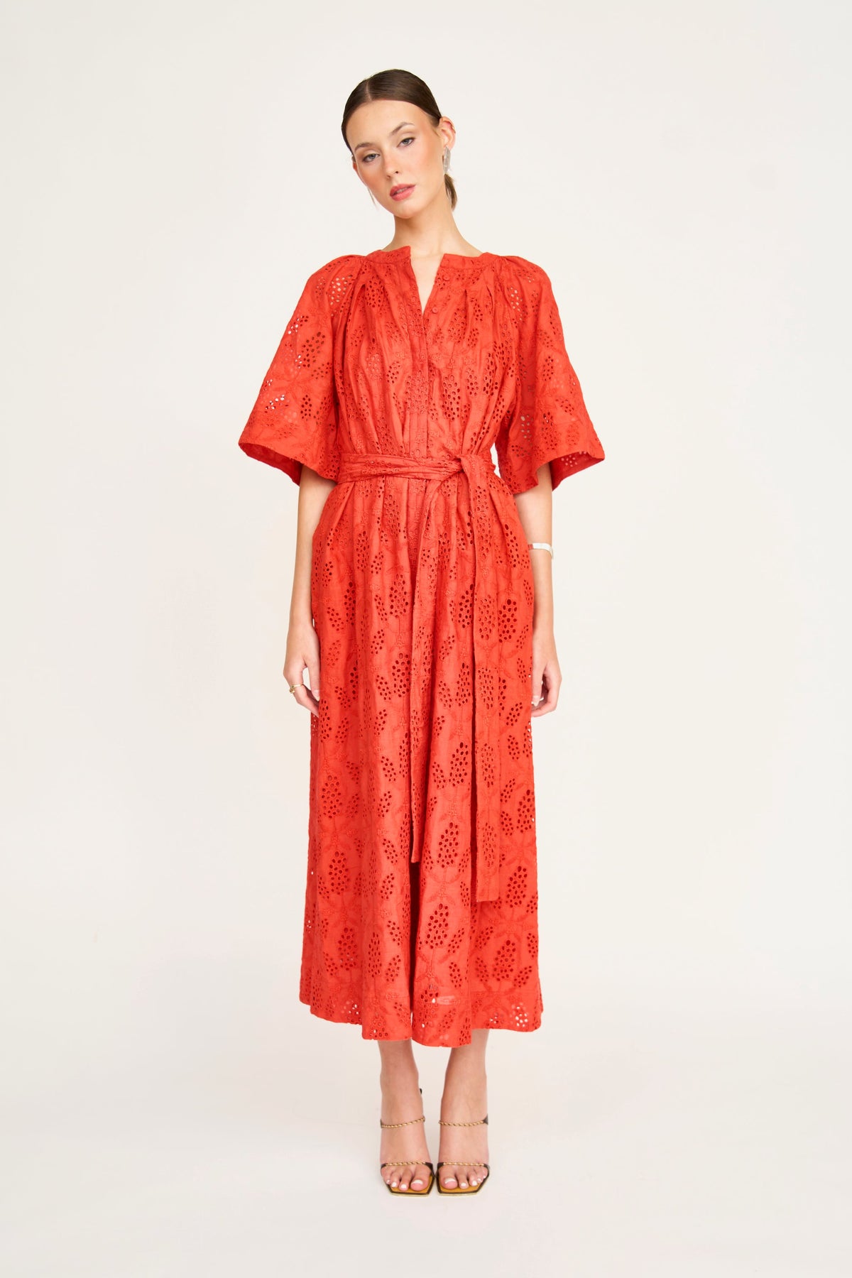 Somerset Dress in Chili Hyacinth Eyelet