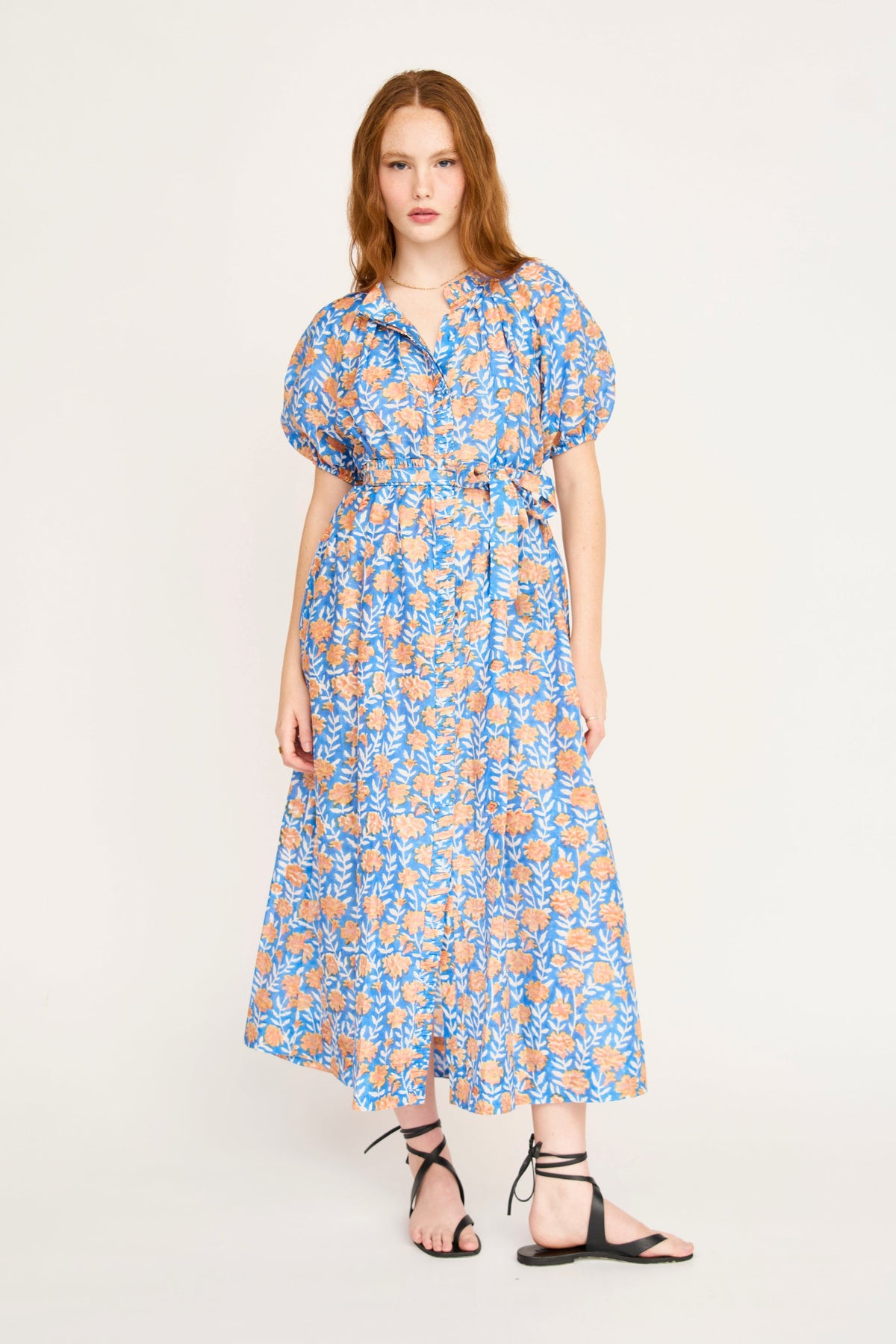 Somerset Dress in Tangerine Carnation