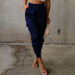 High-Waisted Satin Trousers