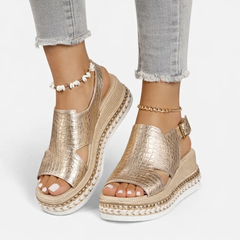 Isabella Metallic Wedge Sandals