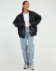 Giselle | Oversized Faux Leather Bomber Jacket