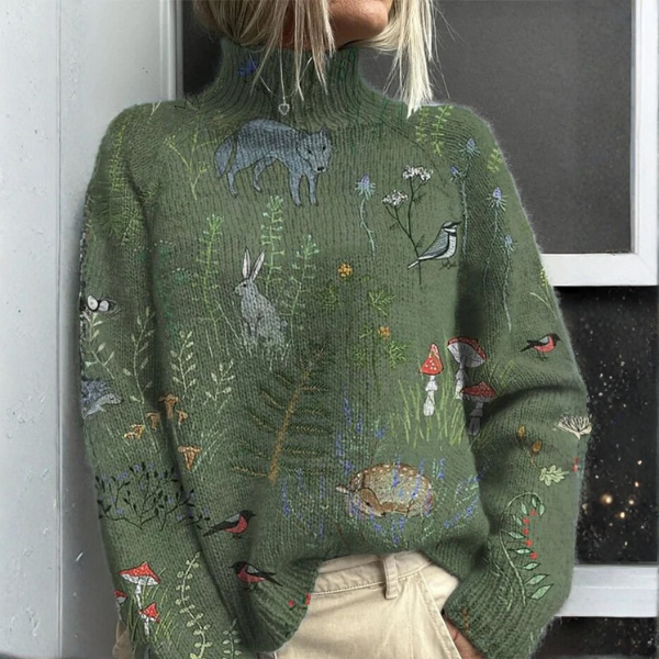 Zara | Floral Turtleneck Sweater