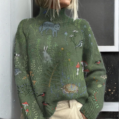 Zara | Floral Turtleneck Sweater