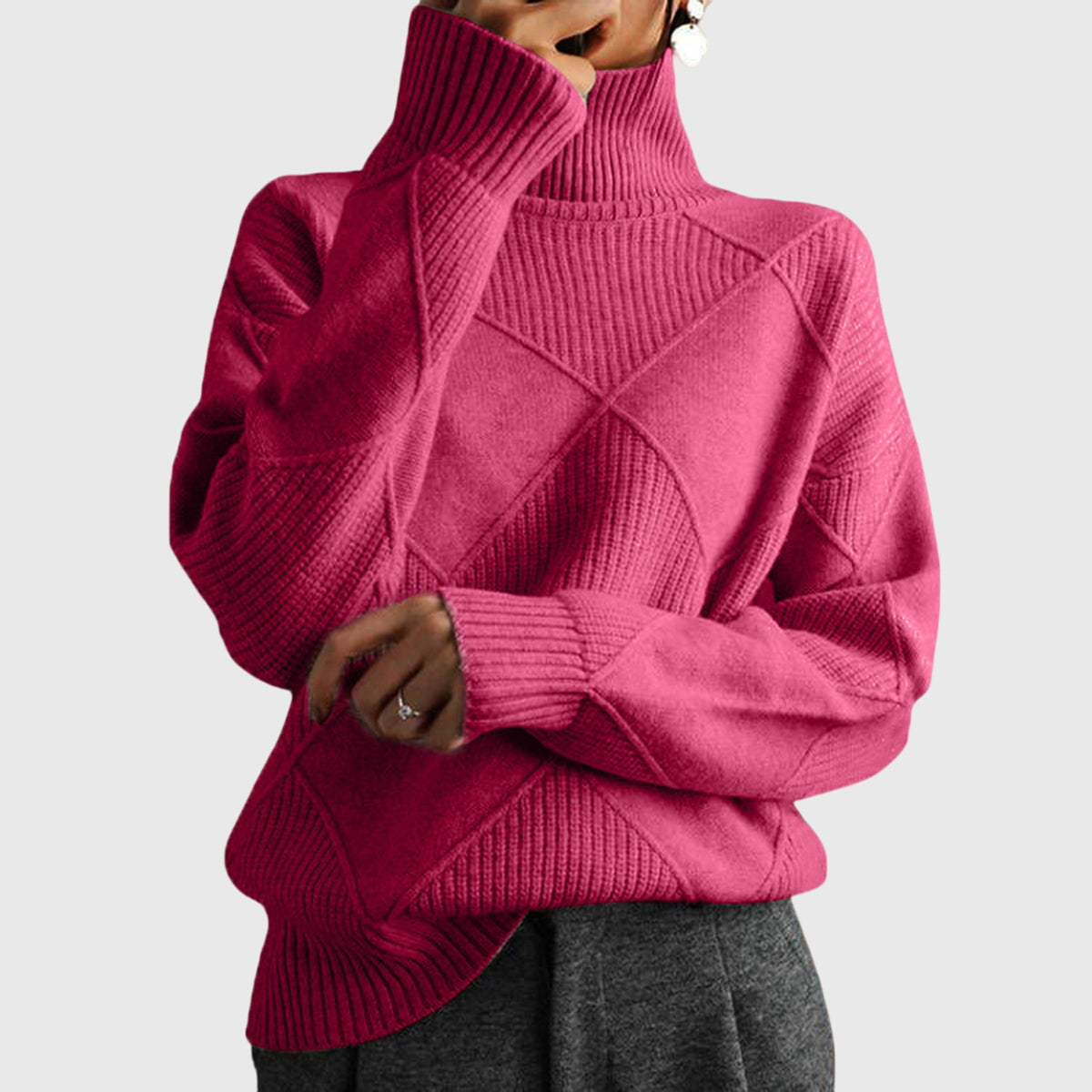 Angela | Geometric Turtleneck Sweater