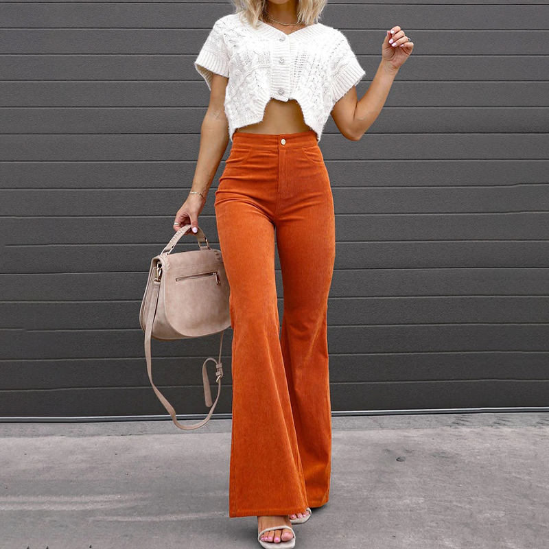 High-Waisted Flared Trousers