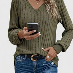 Celestinah | Cozy Ribbed V-Neck Sweater