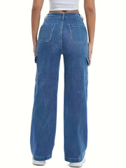 High-Waisted Denim Wide-Leg Trousers