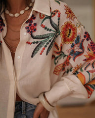 Magnolia | Breezy Floral Embroidered Linen Shirt