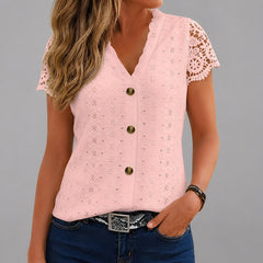 Ondine | Refined Eyelet Lace Button-Up Shirt