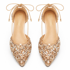 Skylar Elegant Gold Lace-Up Wedding Shoes