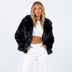 Fiona | Cropped Faux Fur Jacket
