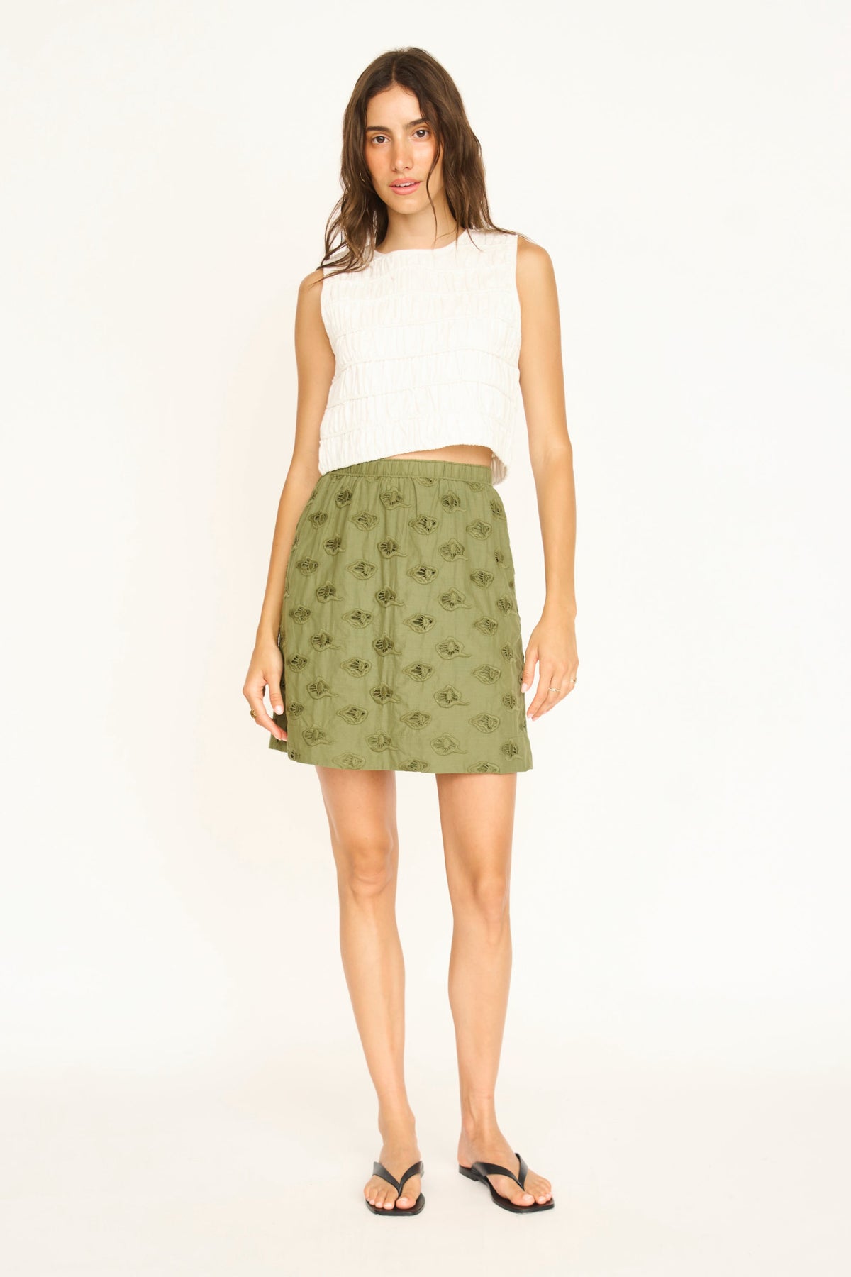 Azua Skirt in Dill Oyster Eyelet