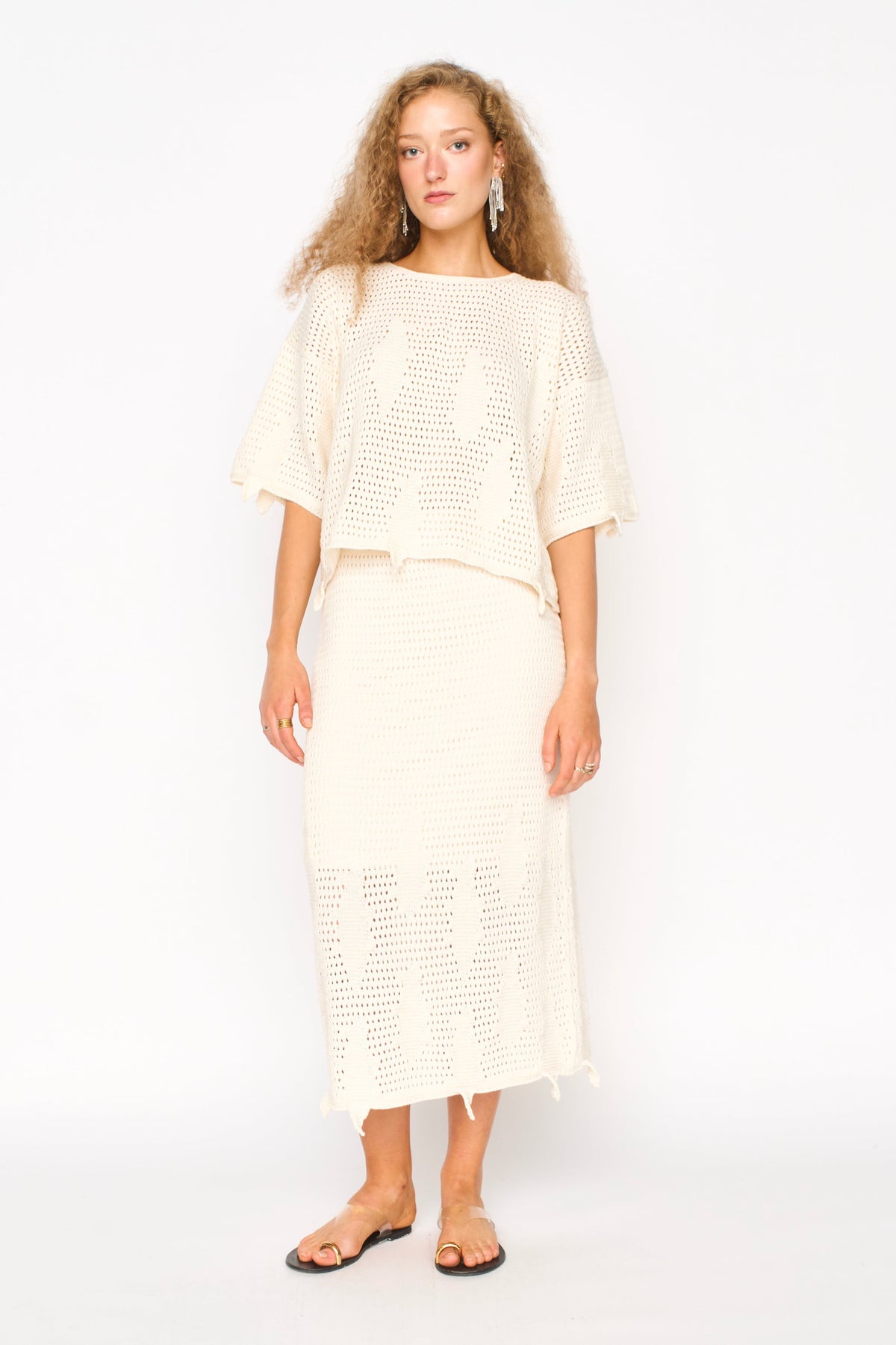Lokaro Pointelle Skirt in Bone