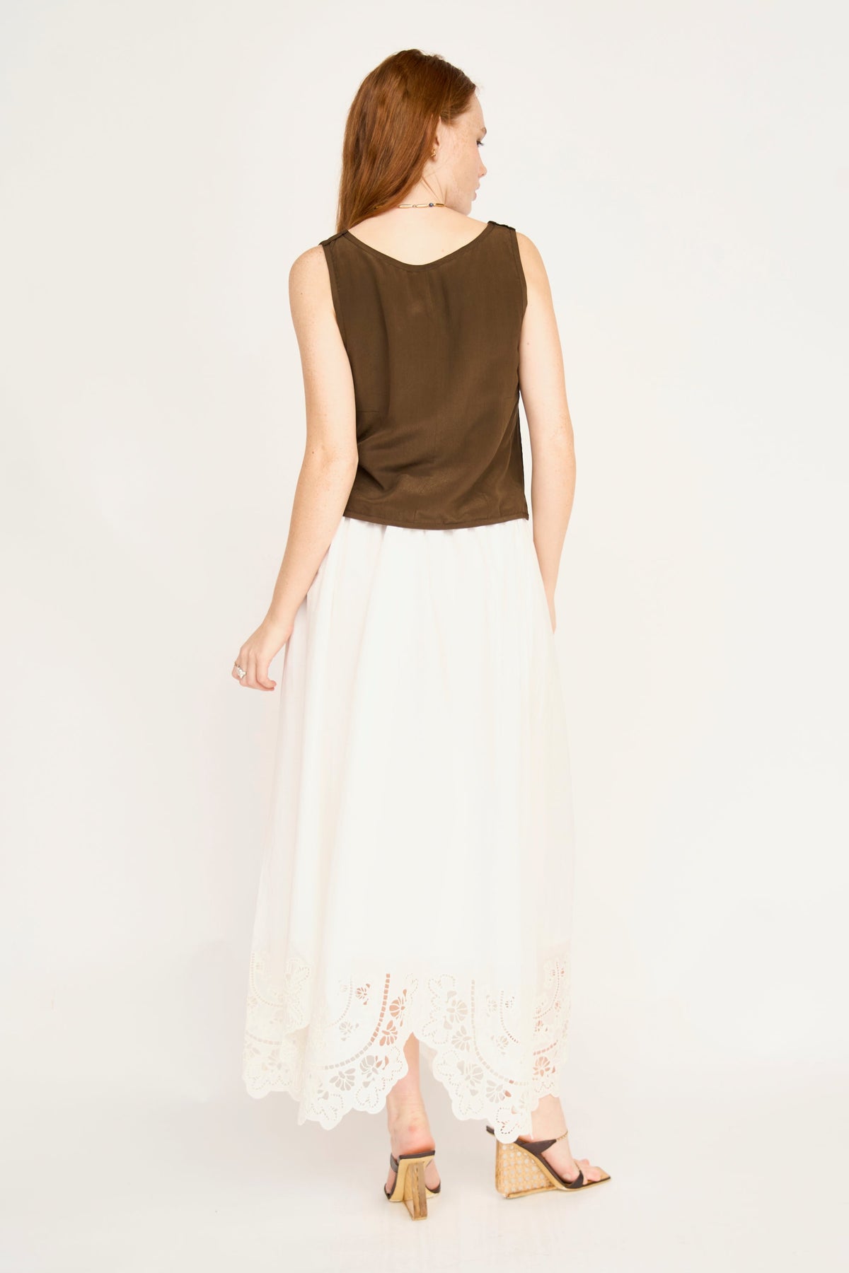 Petra Skirt in White Lotus Eyelet