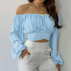 Faye | Chic Off-Shoulder Ruched Crop Top