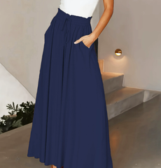 Wide-Leg Polyester Trousers