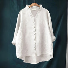 Marina | Breezy Ruffle Trim Linen Shirt