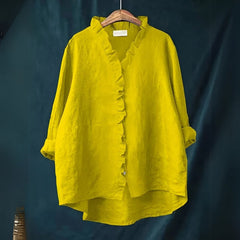 Marina | Breezy Ruffle Trim Linen Shirt