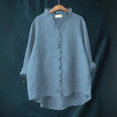 Marina | Breezy Ruffle Trim Linen Shirt