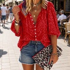 Camille | Relaxed Textured Button-Up Blouse