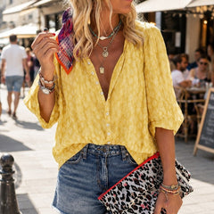 Camille | Relaxed Textured Button-Up Blouse