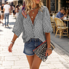 Camille | Relaxed Textured Button-Up Blouse