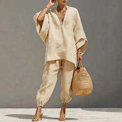 Mette | Breezy V-Neck Linen Tunic Top