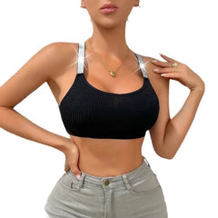 Freya | Sleek Ribbed Glitter Strap Tank