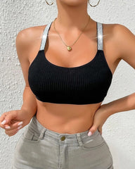 Freya | Sleek Ribbed Glitter Strap Tank