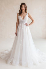 Rivena A-Line V-Neck Wedding Dress