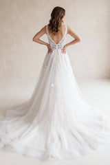 Rivena A-Line V-Neck Wedding Dress