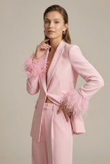 Delphine | Refined Feather Cuff Blazer Set