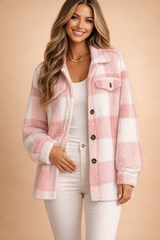 Valentina | Oversized Plaid Sherpa Jacket