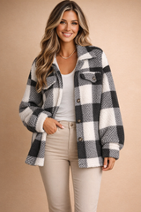 Valentina | Oversized Plaid Sherpa Jacket